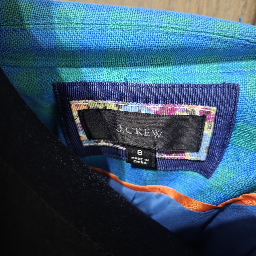 J. Crew Teal Plaid Single-Button Blazer - Picture 3 of 5